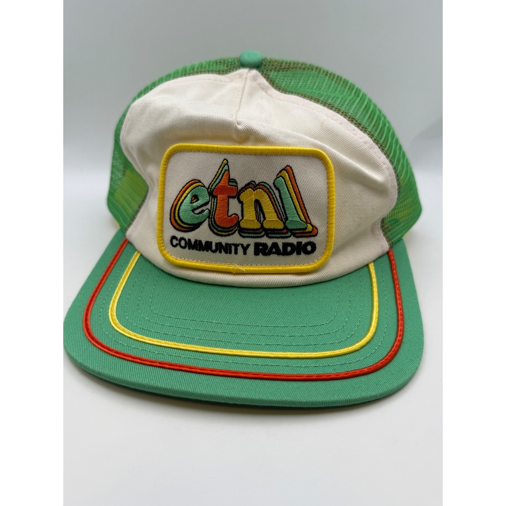 Meow Wolf Etnl Community Radio Trucker Hat Green Yellow Snapback Mesh Cap Retro